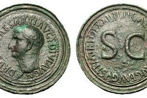 Framed Roman mule coin Drusus Tiberius